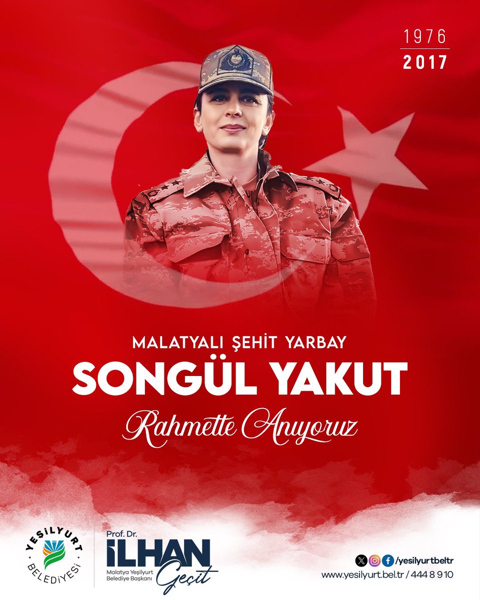 Türk Silahlı Kuvvetleri’nin ilk kadın ilçe jandarma komutanı, Malatyalı Şehit Yarbay Songül Yakut’u vefatının yıl dönümünde rahmet ve minnetle anıyoruz.