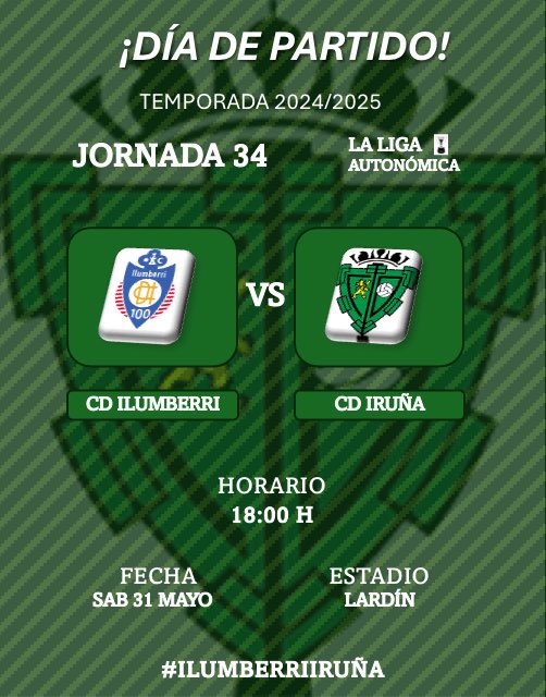 Hoy es día de partido! Hoy juega el <a href="/cdirunaoficial/">C.D. Iruña</a>!  Ultimo partido del curso para nosotros donde nos agarramos a un clavo ardiendo pero no lo soltamos! Vamoooooooooos hasta el final! 

#IlumberriIruña