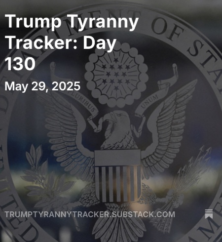 Trump Tyranny Tracker: Day 130 is out!

The daily tracker documenting the latest in corruption, power consolidation, civil &amp; human rights abuses, and weaponization of government news. trumptyrannytracker.substack.com/p/trump-tyrann…