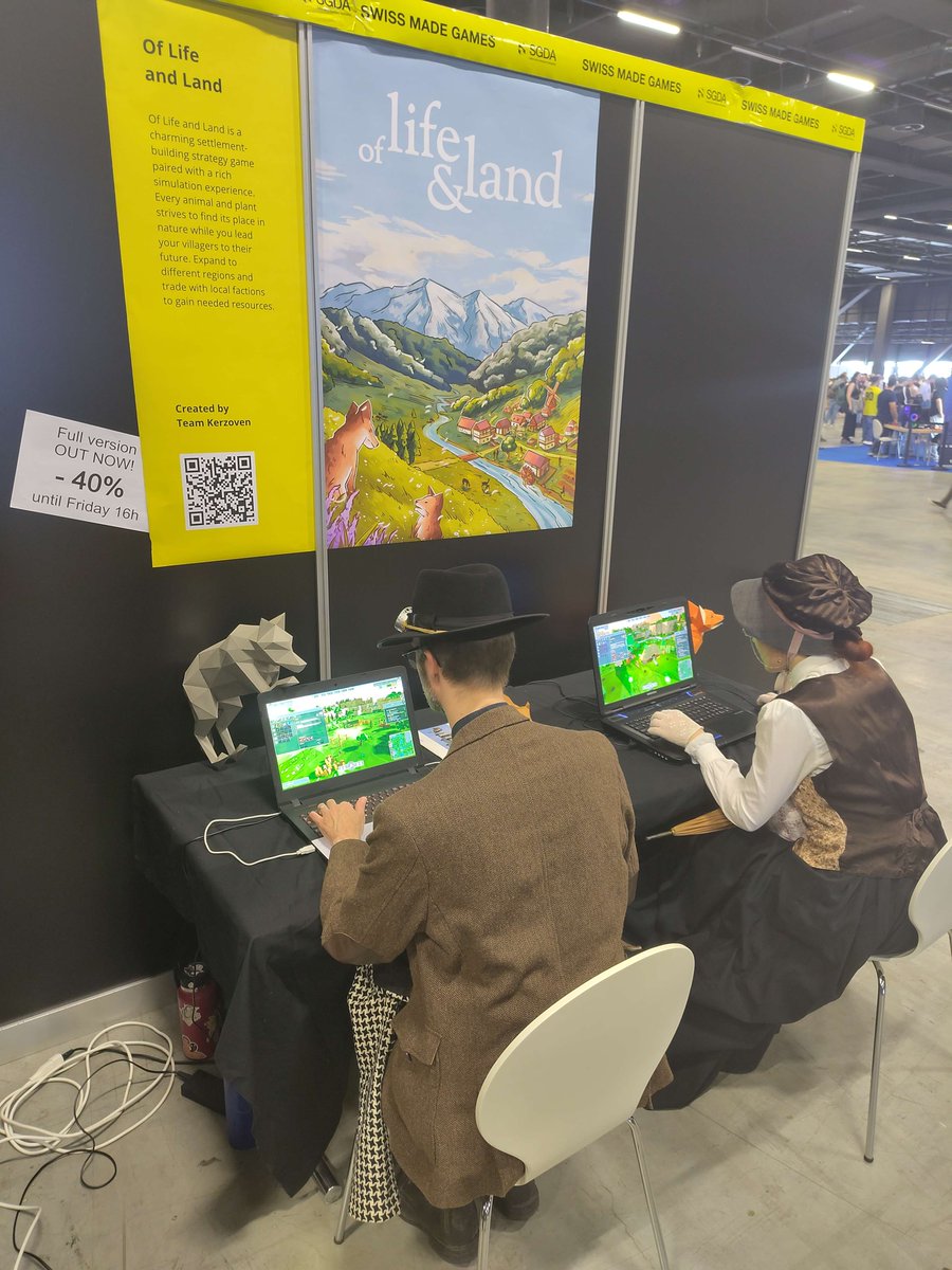 kerzoven's tweet image. This lovely couple and so many other cool people have tried our game @FantasyBasel 🥰
Today is your last chance to come play and meet the devs!
📍 Hall 1.1, @SGDAch booth