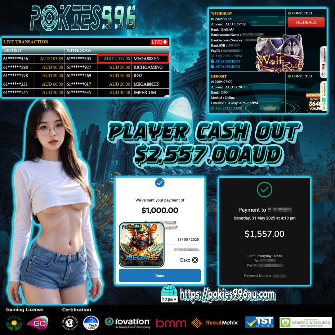 996Pokies's tweet photo. 📣WELCOME TO POKIES996 🇦🇺📣📣
Customer Winning Today 🚨❤️
❤️Platform:MEGAH5❤️
❤️Game:WOLF RUN❤️
📌DEPOSIT:$ 27.20 AUD 💸
📌WITHDRAW:$ 2,557.00 AUD  💸

Pokies996 Promotion Series 🧿
Free Up $26
Free Daily $13.96
📱Website Link 📲 : https://pokies996a https://t.co/rHWGJheksY