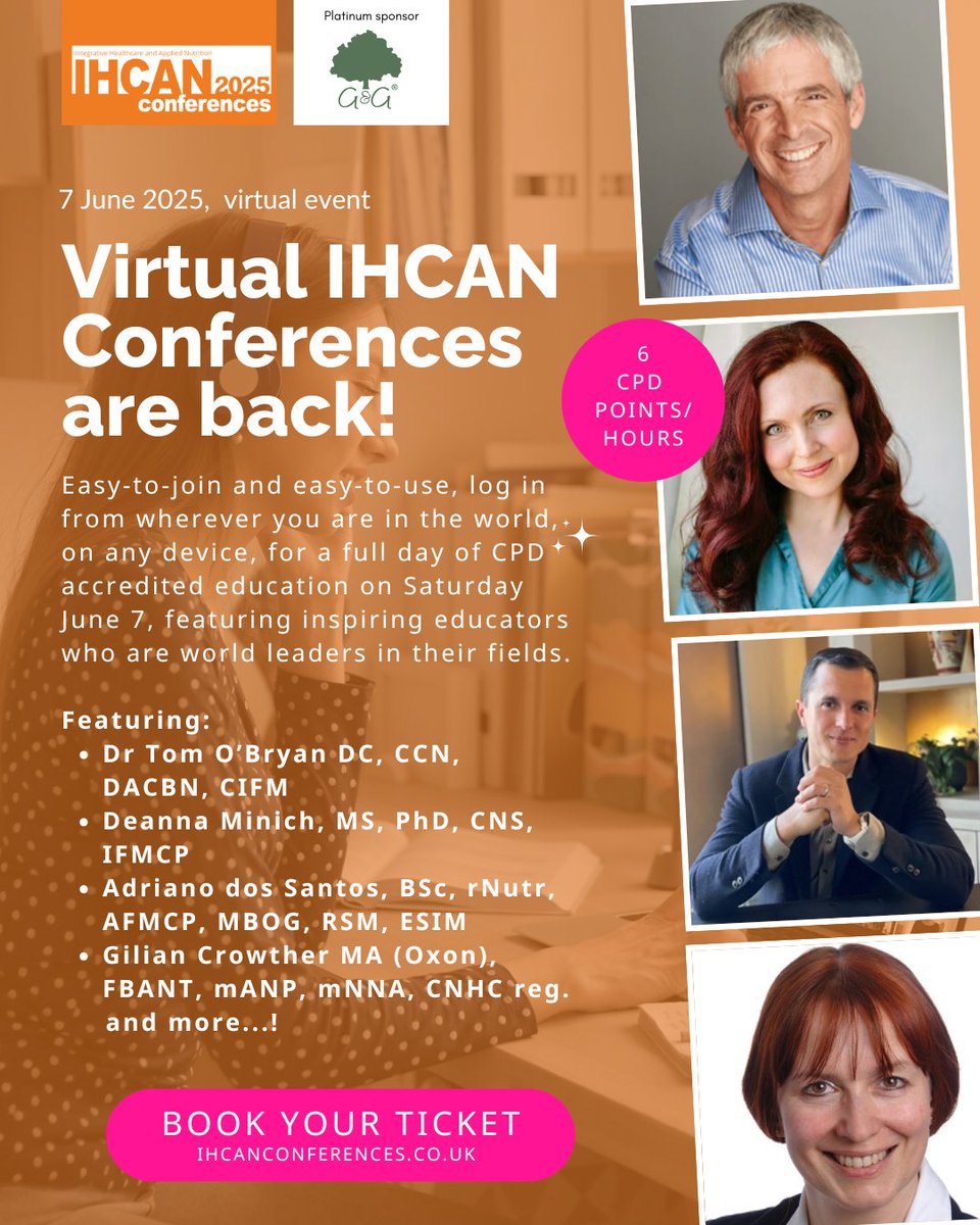 ⏲️ ONE WEEK TO GO!

Join us from anywhere in the world 🌍 for keynote talks from <a href="/theDr_com/">Dr. Tom O'Bryan</a>, <a href="/drdeannaminich/">Dr. Deanna Minich</a>, Adriano dos Santos, Gilian Crowther MA (Oxon), FBANT, mANP, mNNA, CNH Reg., and more.

🎟️ Book your ticket 👉 ihcanconferences.co.uk/june-2025
