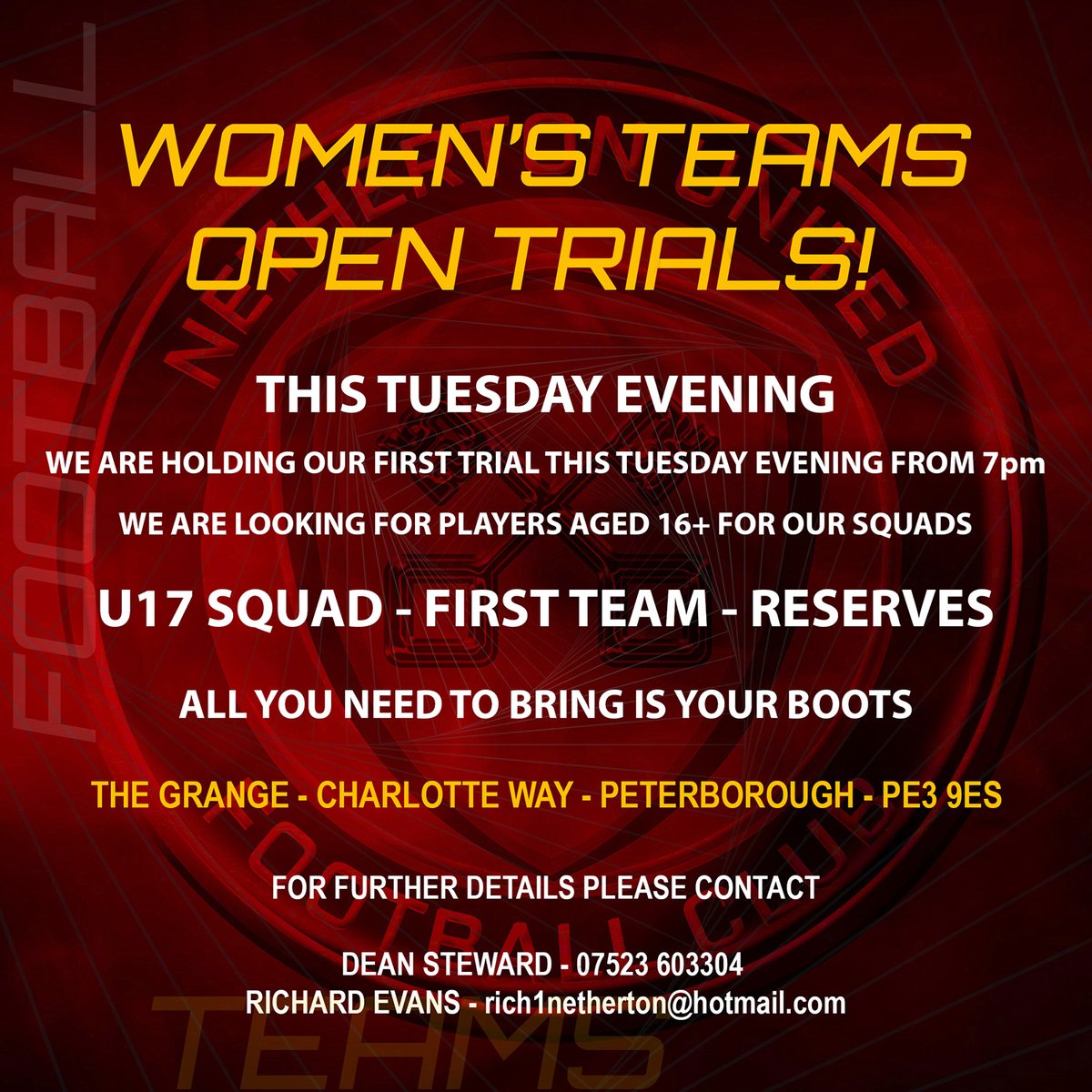 Netherton United Women (@nufcwomens) on Twitter photo Just a reminder that we start our trials on Tuesday evening and any female player aged 16 + is welcome to come along and find out all about us. We look forward to seeing you. <a href="/wssmagnews/">Women's Soccer Scene</a> <a href="/PTAlanSwann/">Alan Swann</a> <a href="/FemFBallFinder/">Female Football Team Finder</a> <a href="/itsourgametoo/">#ItsOurGameToo Girls Football</a> <a href="/femalesoccer/">femaleSOCCER.net ⚽️</a> <a href="/WF_East/">Women's Football East</a> Just a reminder that we start our trials on Tuesday evening and any female player aged 16 + is welcome to come along and find out all about us. We look forward to seeing you. <a href="/wssmagnews/">Women's Soccer Scene</a> <a href="/PTAlanSwann/">Alan Swann</a> <a href="/FemFBallFinder/">Female Football Team Finder</a> <a href="/itsourgametoo/">#ItsOurGameToo Girls Football</a> <a href="/femalesoccer/">femaleSOCCER.net ⚽️</a> <a href="/WF_East/">Women's Football East</a>