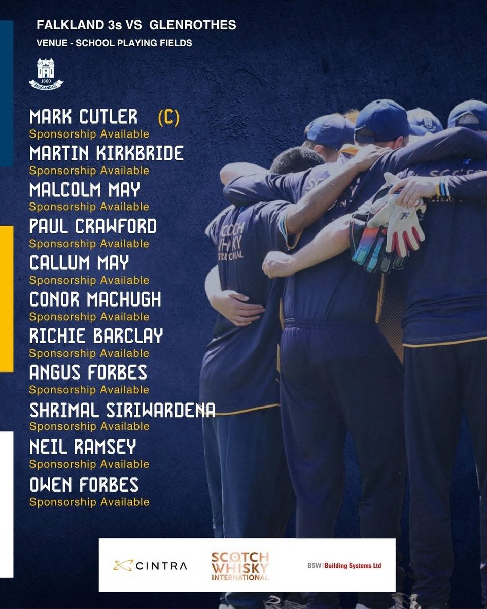 Falkland CC ๐ (@fcc1860) on Twitter photo ๐ #GameDay | May 31st Fixtures
๐ 1st XI vs. <a href="/StewMelCC/">Stewartโs Melville Cricket Club</a> (h)
๐ 2nd XI vs. Largo (a)
๐ 3rd XI vs. <a href="/GlenrothesCC/">Glenrothes Cricket</a> (h
๐ All Matches start @ 12:00
๐บ Bar Open from 14:00
Come support the teams and enjoy a day of quality cricket!
#FCCFamily #Carefree ๐๐ ๐ #GameDay | May 31st Fixtures
๐ 1st XI vs. <a href="/StewMelCC/">Stewartโs Melville Cricket Club</a> (h)
๐ 2nd XI vs. Largo (a)
๐ 3rd XI vs. <a href="/GlenrothesCC/">Glenrothes Cricket</a> (h
๐ All Matches start @ 12:00
๐บ Bar Open from 14:00
Come support the teams and enjoy a day of quality cricket!
#FCCFamily #Carefree ๐๐