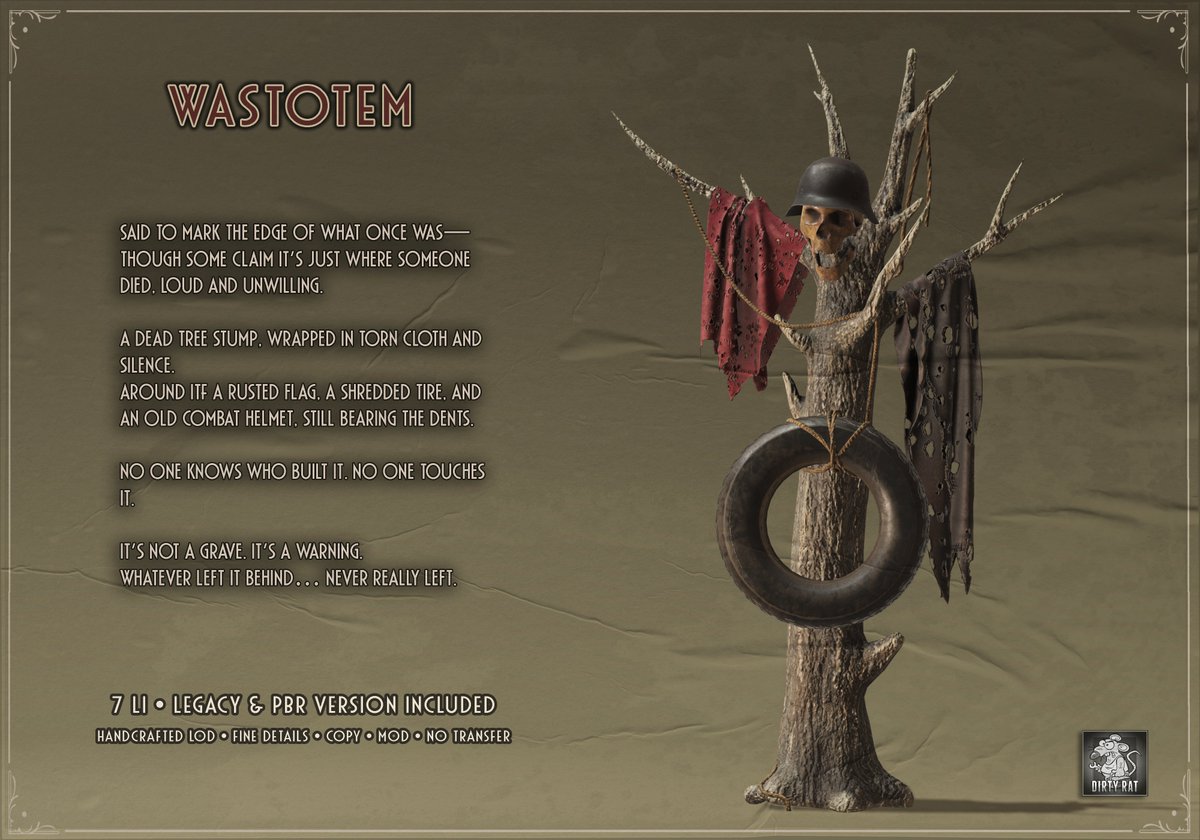 DirtyRat_SL's tweet photo. Don’t Miss Out on This New &amp; Exclusive Item

Available Only at the THE WASTELAND EVENT

🚕Catch the Taxi to the Event Here: https://t.co/HLwiDKN8UN

Event Dates: May 30 - June 24, 2025

#DirtyRat #SecondLife #secondlifedecor https://t.co/rbKTB0yDkP