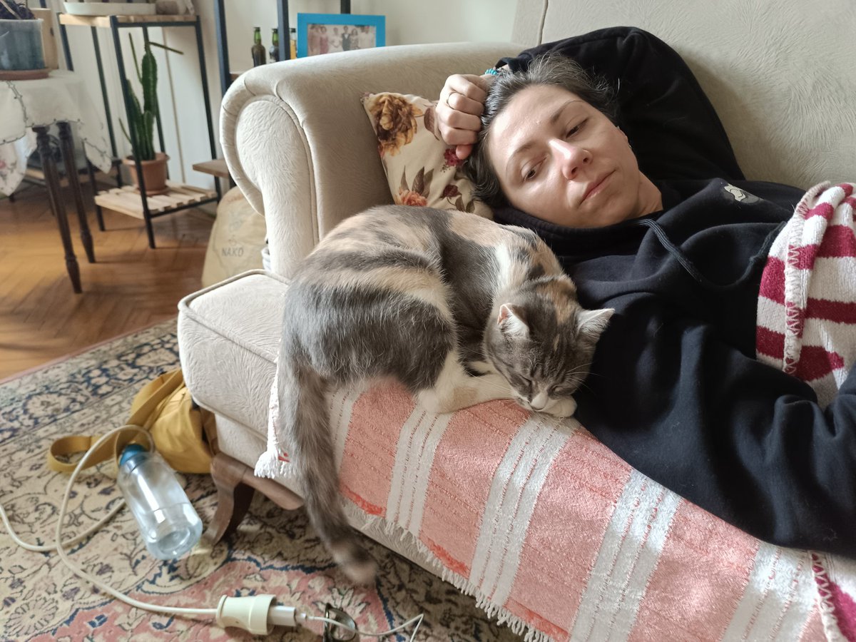 Ben sadece köpekler öyledir sanıyordum ama kedi de olsa Esra'ya yakın olabilmek için milimetrik noktalara kıvrılıyorlar. Eve bal porsuğu alsak o da anneci olacak artık kabullendim.