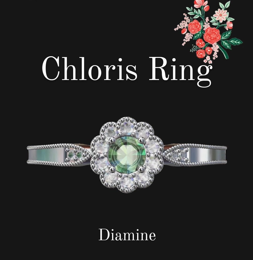 💚𝑷𝒓𝒆𝒍𝒖𝒅𝒆 𝒐𝒇 𝑪𝒉𝒓𝒐𝒍𝒊𝒔 𝑹𝒊𝒏𝒈. .₊ ⊹ ₊ ˚.
초여름의 싱그러운 꽃과 풀을 떠올리게 하는 민트 다이아 메인의 클로리스 링🌿 다음 주 입고 예정이에요!
 ⊹♫ྀི𓈒 ݁⋆₊ . . .𝓒𝓸𝓶𝓲𝓷𝓰  𝓈ℴℴ𝓃♡