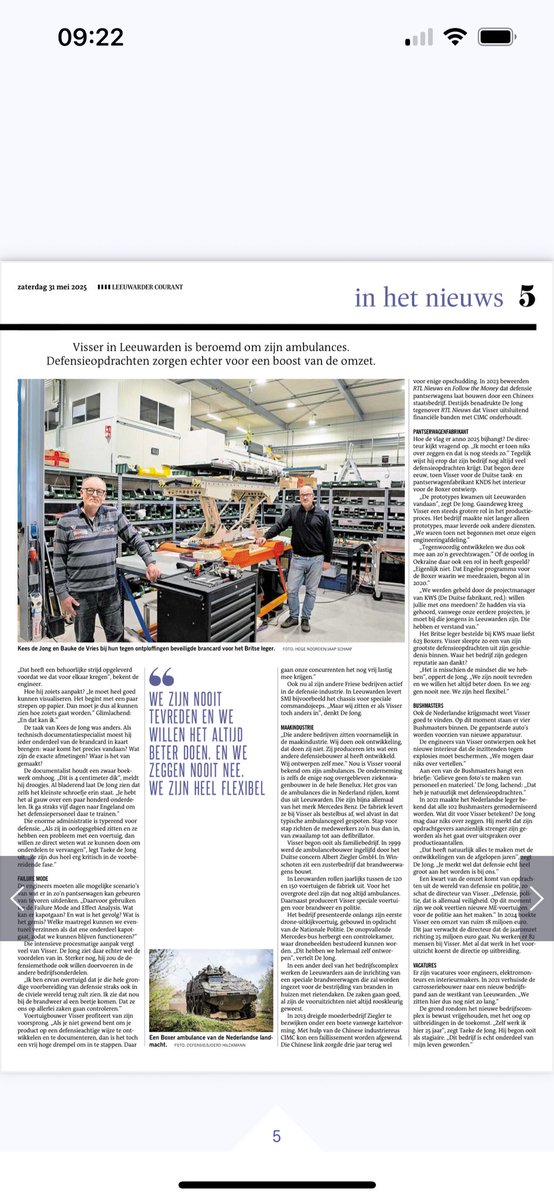 Een prima bedrijf met prima producten voor onze veiligheid, ambulances, politievoertuigen en ook #defensie
Wat wordt vergeten te vermelden is, dat dit bedrijf in Chinese handen is. 🤔 ( bron <a href="/lc_nl/">Leeuwarder Courant</a> )