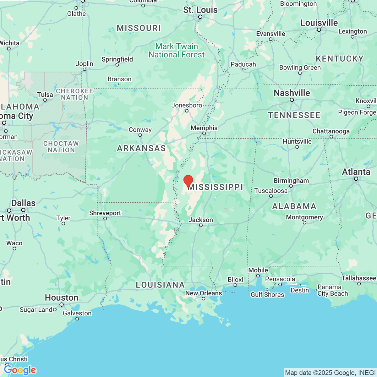 Indianola, Mississippi 
Sunflower County
Population: 8,804
Photos from Google Places API
Link: en.wikipedia.org/wiki/Indianola…