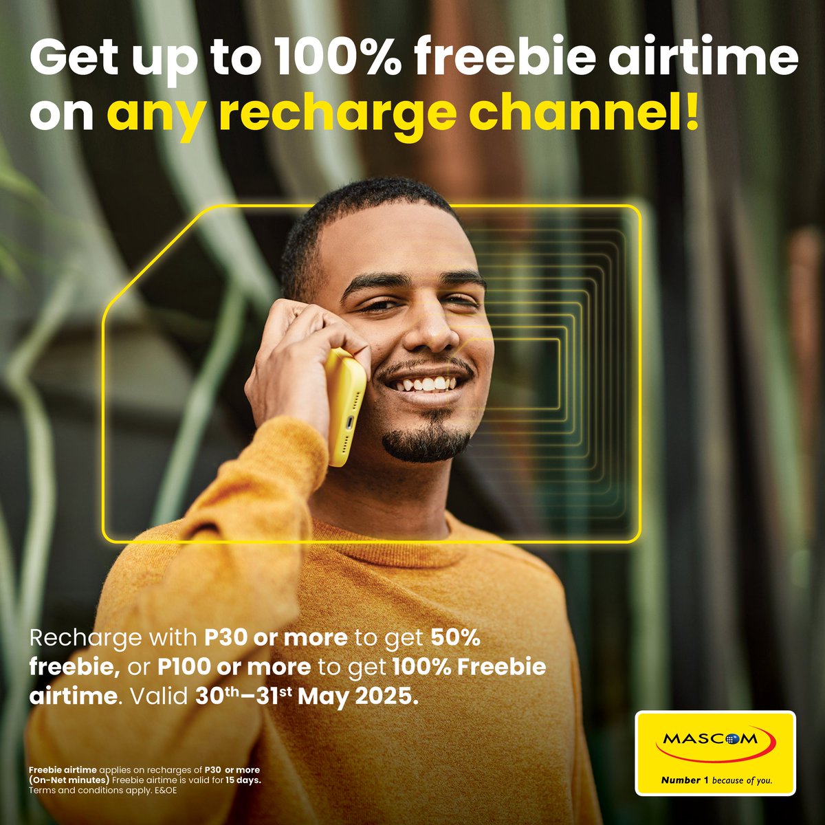 1 Day Left! Don’t Miss Your Freebie Airtime‼️
Get up to 100% Freebie Airtime on ALL CHANNELS when you recharge with P30+ for a 50% bonus or P100+ for a massive 100% boost, perfect for calls, chats, and staying connected!
Recharge now!💛
#AllChannels
#Number1BecauseOfYou