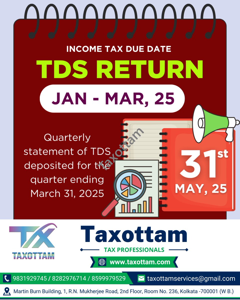 taxottam's tweet image. TDS Return #TDSReturn  
#FileTDS  
#TDSCompliance  
#QuarterlyReturn  
#IncomeTaxFiling  
#TaxDeduction  
#BusinessCompliance  
#TDSUpdates  
#IncomeTaxIndia  
#ComplianceAlert