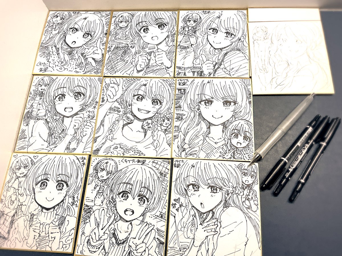 明日のコミティアに持って行く直筆色紙を描いております!まだ描いてるのでもうちょっと増えます🌻🦔🦔 

スペースは【の-20ab】です! 