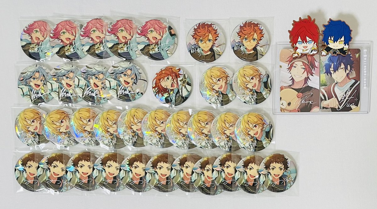 【交換】あんスタ　9周年　缶バッジ

譲) 桃李5┊スバル2┊ゆうた1┊なずな12┊光11

求) 燐音/ジュン┊ぱしゃっつ(9周年燐音/ジュン┊TRIPジュン) ┊定価＋送料

✎𓂃ぱしゃとの交換1:1◎

6/1(日)池袋/平日渋谷手渡し or 郵送(2点〜)
お気軽にお声がけいただけると幸いです ✨