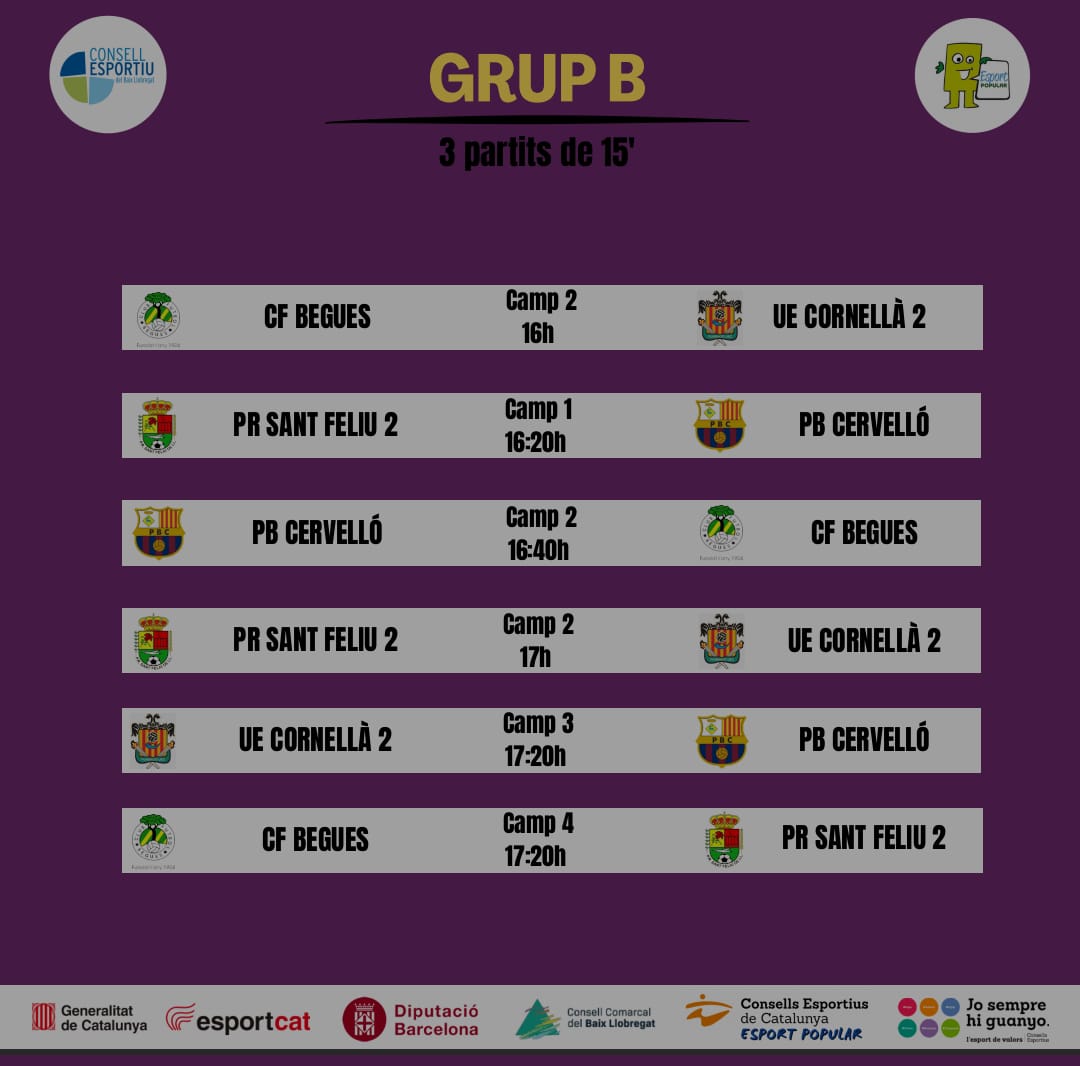 Avui amb les <a href="/VetCFBeguesFem/">VeteranesCFBeguesFemeni</a> del <a href="/CFBEGUES/">cfbegues.com</a> marxem de #torneig.
III COPA DE LA DONA organitzada pel <a href="/cebllob/">Consell Esportiu del Baix Llobregat</a>.
3 grups, 12 equips.
Som-hi!!! #SomEquip #SomBeguesFemení