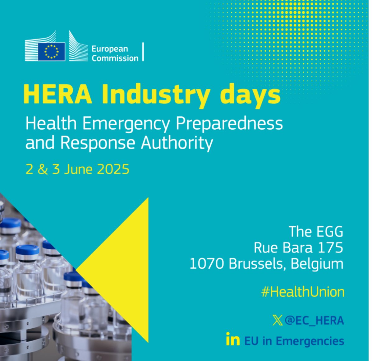 Florika Fink-Hooijer🇪🇺 (@florikafink) on Twitter photo Great speakers & exhibitors at 1st edition of <a href="/EC_HERA/">EU HERA</a> Industry Day: leading figures from pharmaceutical companies, biotech firms, SMEs, start-ups, research institutions,public health authorities. Join us !
audiovisual.ec.europa.eu/en/video/I-272…
via <a href="/EC_AVService/">European Commission's Audiovisual Service</a> Great speakers & exhibitors at 1st edition of <a href="/EC_HERA/">EU HERA</a> Industry Day: leading figures from pharmaceutical companies, biotech firms, SMEs, start-ups, research institutions,public health authorities. Join us !
audiovisual.ec.europa.eu/en/video/I-272…
via <a href="/EC_AVService/">European Commission's Audiovisual Service</a>