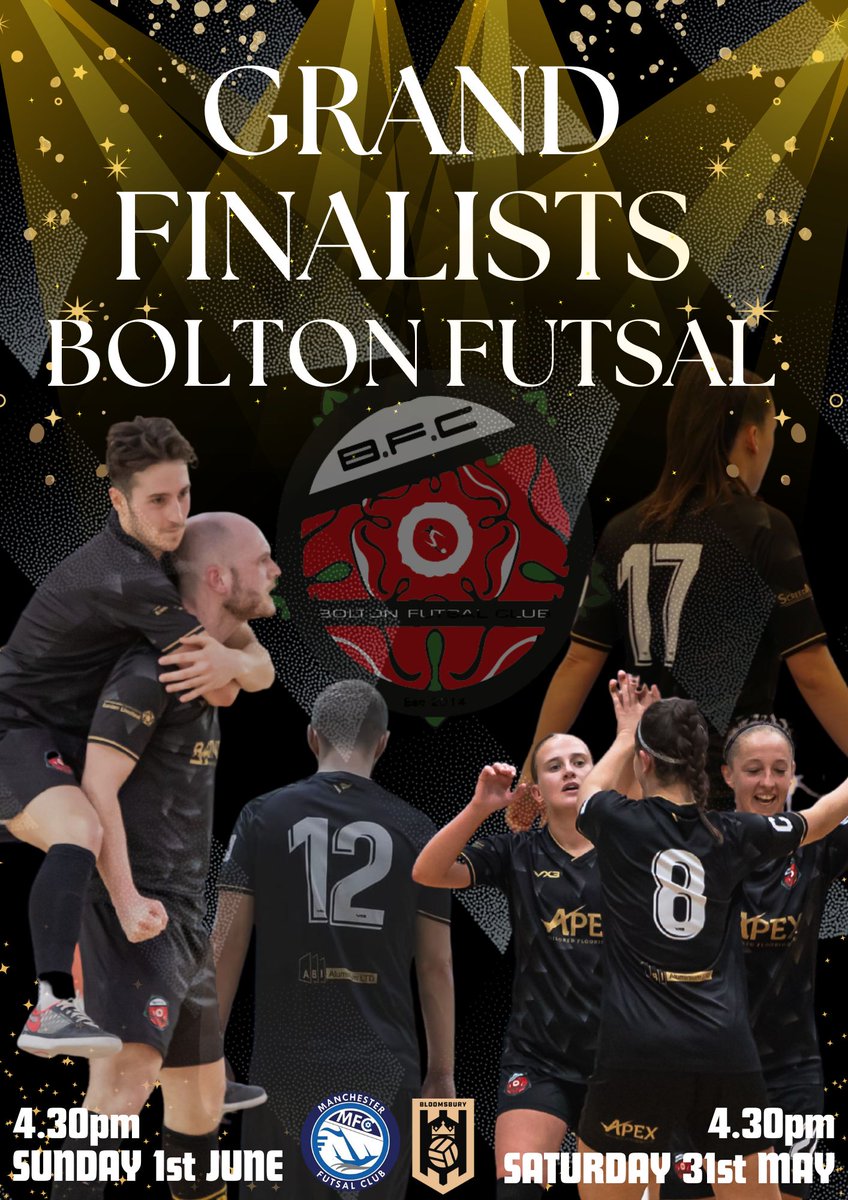 Its Time !! First up this weekend the BFC Women's will take on <a href="/BloomsburyFTSL/">Bloomsbury Futsal</a> in the <a href="/FA_NFS/">FA National Futsal Series</a>  Grand Finals, Come Show Your Support Bolton 🔥 
🆚️ Bloomsbury Futsal 
🏟 The Mcr Cycling Centre
⏰️ 4.30pm ko 
🎟 Tickets on sale in the link below