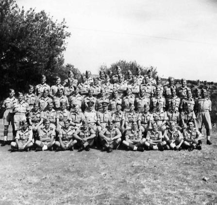 31st May 1943, 38 (Irish) Brigade in Guelma:
Warrant Officers and Sergeants of the 6th Inniskillings with Lieut. Colonel T.N. Grazebrook, Major J. McCann and Capt. J. Norman seated in centre of second row.
Faugh a Ballagh
