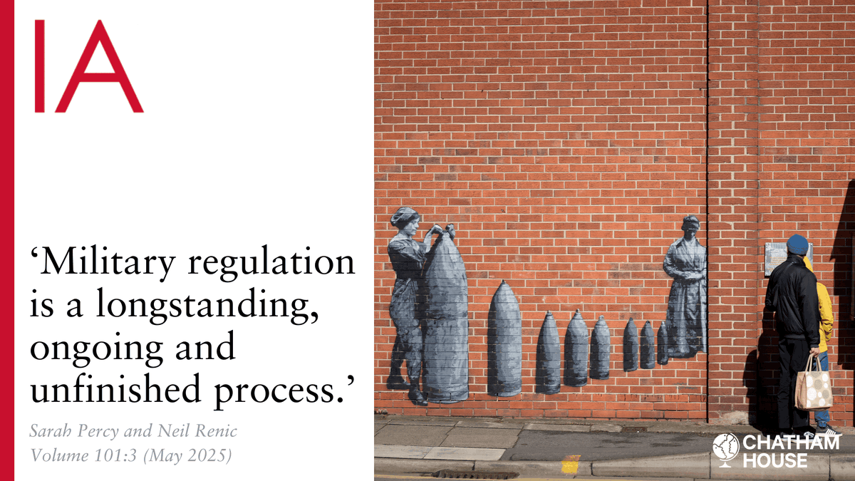 International Affairs (@iajournal_ch) on Twitter photo What are the challenges and opportunities to imposing rules and controls before a weapon has been used in battle?
Read <a href="/svpercy/">Sarah Percy</a> (<a href="/POLSISEngage/">UQ POLSIS</a>) and <a href="/NC_Renic/">Neil Renic</a>'s analysis on the role of time in developing regulations: doi.org/10.1093/ia/iia… What are the challenges and opportunities to imposing rules and controls before a weapon has been used in battle?
Read <a href="/svpercy/">Sarah Percy</a> (<a href="/POLSISEngage/">UQ POLSIS</a>) and <a href="/NC_Renic/">Neil Renic</a>'s analysis on the role of time in developing regulations: doi.org/10.1093/ia/iia…
