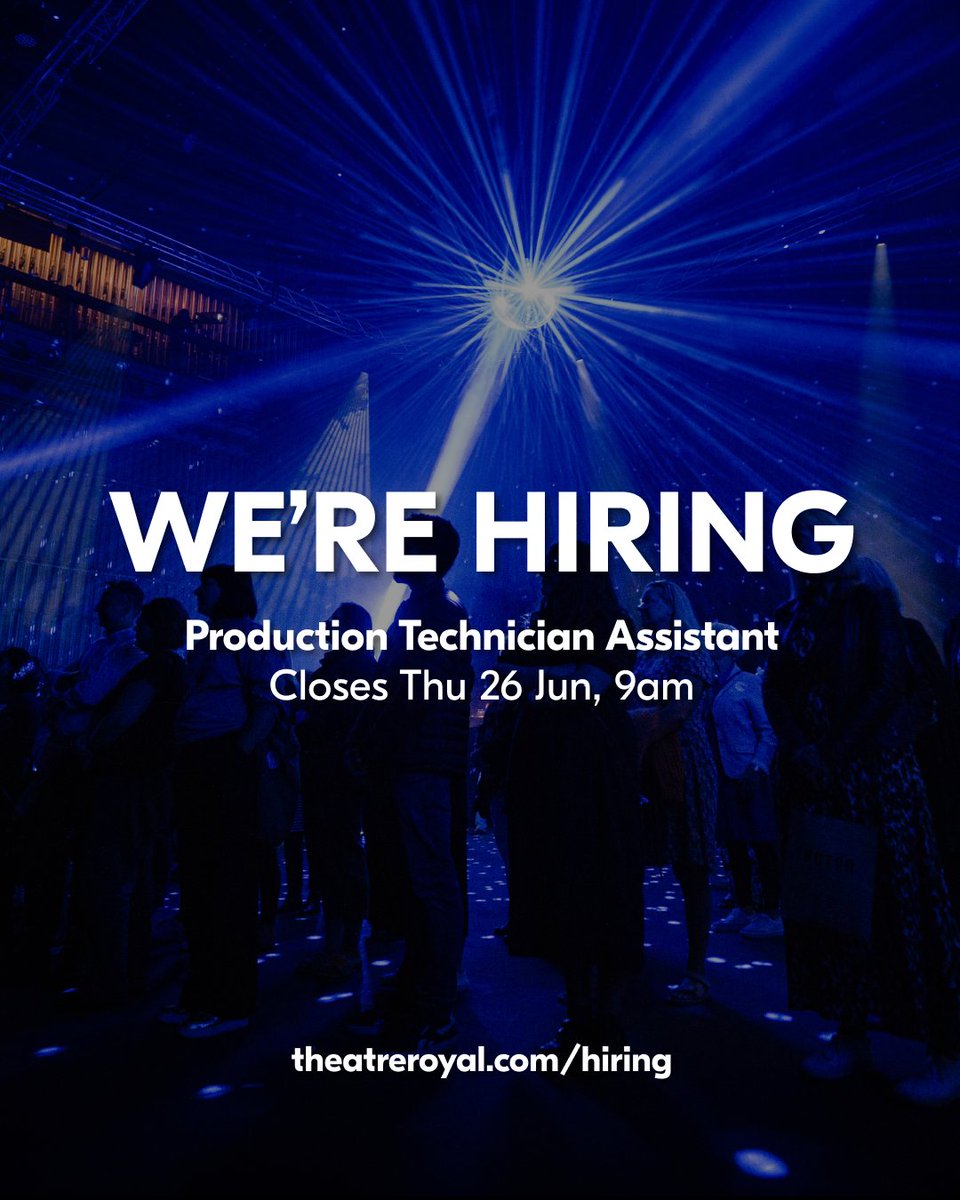 Join us as a Production Technician Apprentice!

This is your chance to learn the ropes and work with our lighting, sound and stage teams. 

We're proud to partner with The Mackintosh Foundation to offer this opportunity.

Find out more &amp; apply: theatreroyal.com/hiring