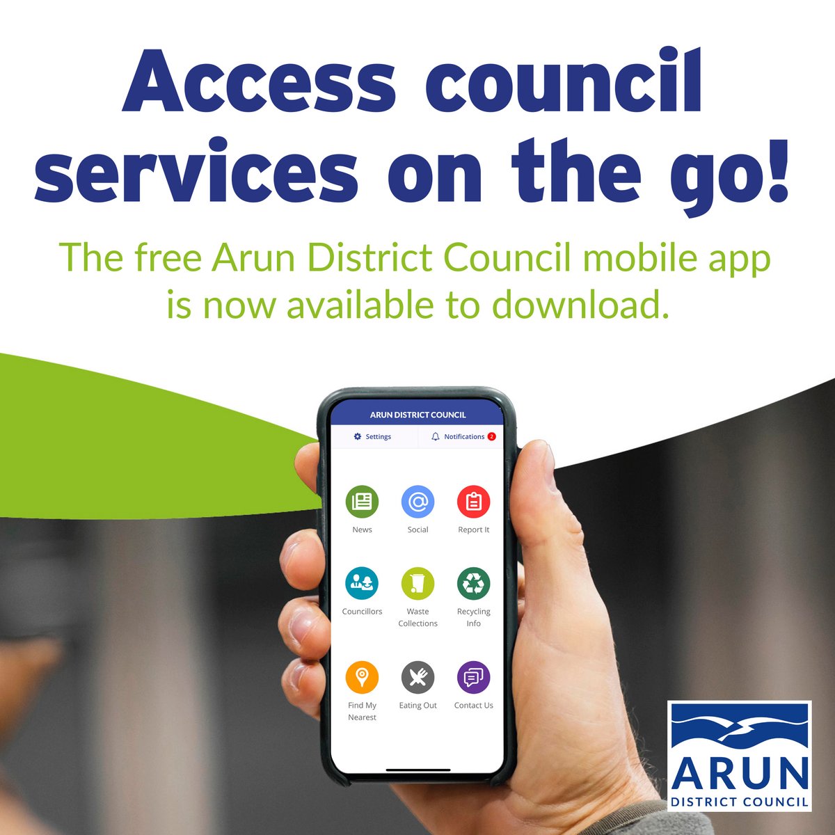 Download our free mobile app to get information on facilities such as leisure venues, libraries, public toilets, parks, bin day collections, recycling, restaurants and much more - search 'Arun District Council' in your app store today. 
More info here: arun.gov.uk/news-archive/c…
