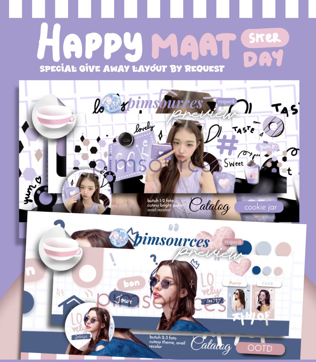 Pagii temen temen bantu repost yuk terimakasih 🐤🍏🎂 

Dalam rangka ulang tahun Kak maat <a href="/impllus/">Maat, slr.</a> #HappyMAATskerDay free #zonauang layout OOTD dan COOKIE JAR masing masing 1 slot 🧸🧁 info lengkap tap alt!