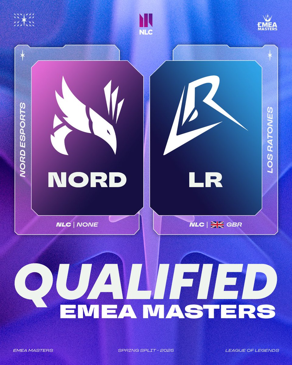 EMEA Masters (@emeamasters) on Twitter photo The <a href="/NLClol/">Arozzi NLC</a> has its two qualified teams for the EMEA Master Spring Split!
Will Los Ratones make it back to back? 🐀 The <a href="/NLClol/">Arozzi NLC</a> has its two qualified teams for the EMEA Master Spring Split!
Will Los Ratones make it back to back? 🐀