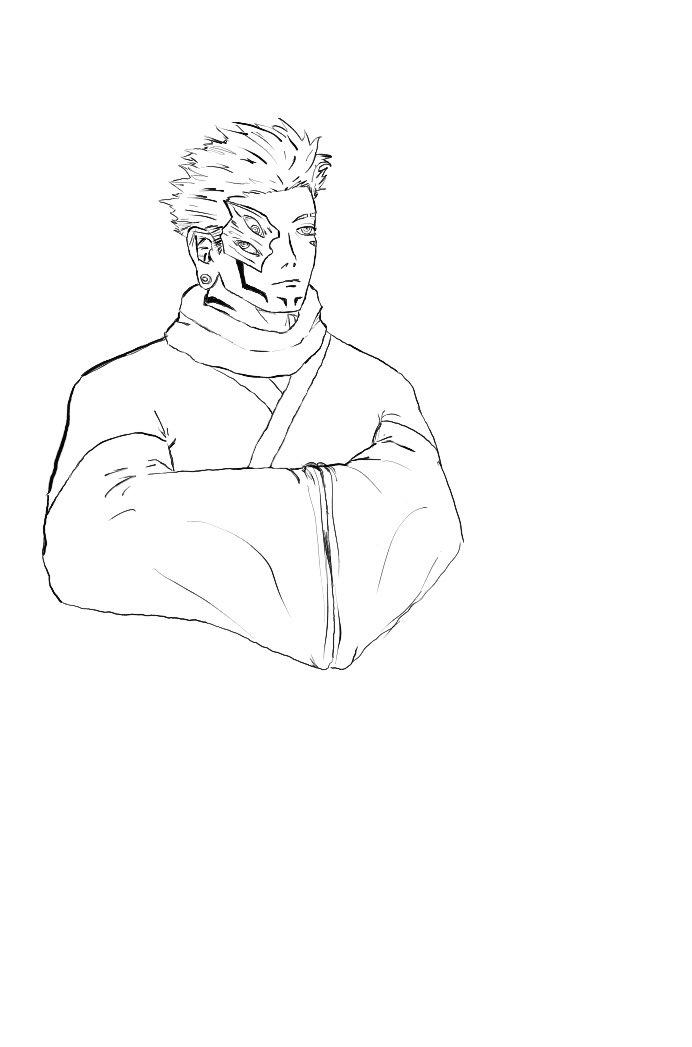 TomMoreno_'s tweet image. un boceto de sukuna original con su kimono