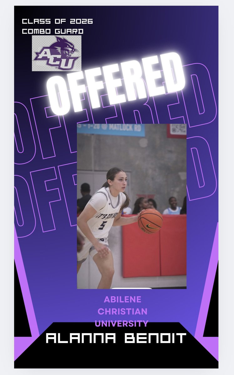 Alanna Benoit (@benoitalanna) on Twitter photo After a great conversation with <a href="/coachgoodenough/">Julie Goodenough</a> I am blessed to receive an offer from Abilene Christuan University 💜🤍#AGTG After a great conversation with <a href="/coachgoodenough/">Julie Goodenough</a> I am blessed to receive an offer from Abilene Christuan University 💜🤍#AGTG