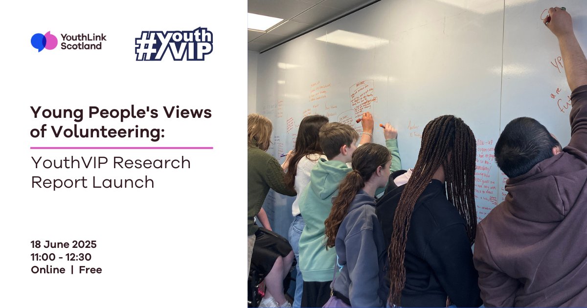 📢 Join us for the launch of the YouthVIP Research Report! 

Explore what young people across Scotland think about volunteering, the benefits and barriers they face, and how organisations can make volunteering more inclusive and meaningful.

Sign up ➡️ bit.ly/44ZMsNi
