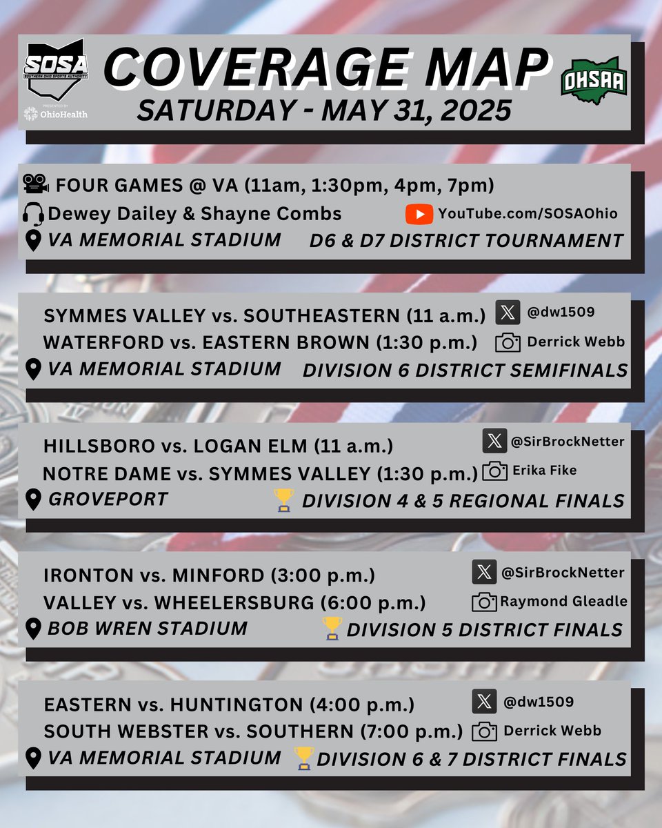 It’s a BUSY Saturday. 😅 

Here’s where you can find our team today. You can follow along for updates or visit SOSAOhio.com for postgame coverage.