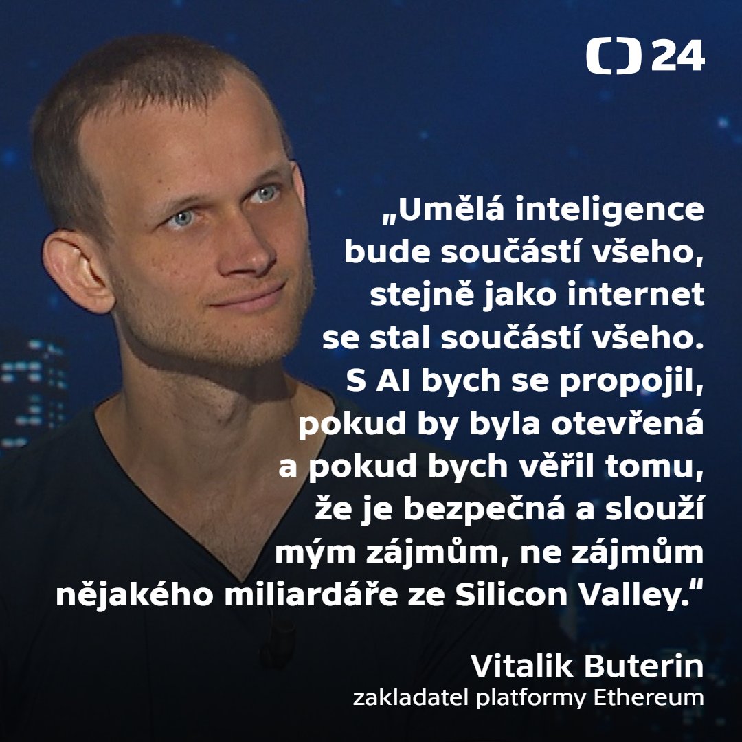 Hyde Park Civilizace (@hpcivilizace) on Twitter photo Propojili byste se s umělou inteligencí? Souhlasíte, že bychom ji měli vylepšovat jako nástroj, ne jako něco, co funguje zcela nezávisle? A bude součástí všeho?
<a href="/hpcivilizace/">Hyde Park Civilizace</a> s Vitalikem Buterinem si můžete pustit na hydeparkcivilizace.cz nebo na podcastových platformách. Propojili byste se s umělou inteligencí? Souhlasíte, že bychom ji měli vylepšovat jako nástroj, ne jako něco, co funguje zcela nezávisle? A bude součástí všeho?
<a href="/hpcivilizace/">Hyde Park Civilizace</a> s Vitalikem Buterinem si můžete pustit na hydeparkcivilizace.cz nebo na podcastových platformách.