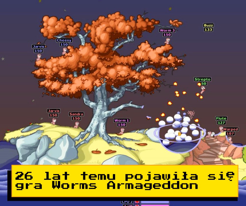 KTO NIE KOJARZY WORMSÓW? 😆 Równo 26 lat temu, czyli 31 maja 1999 roku na rynku amerykańskim i niecały miesiąc później w Europie, premierę miały najlepsze Wormsy wszech czasów - Worms Armageddon. I niech pierwszy rzuci padem ten, kto się z tym nie zgadza. Prosta grafika 2D, kilka