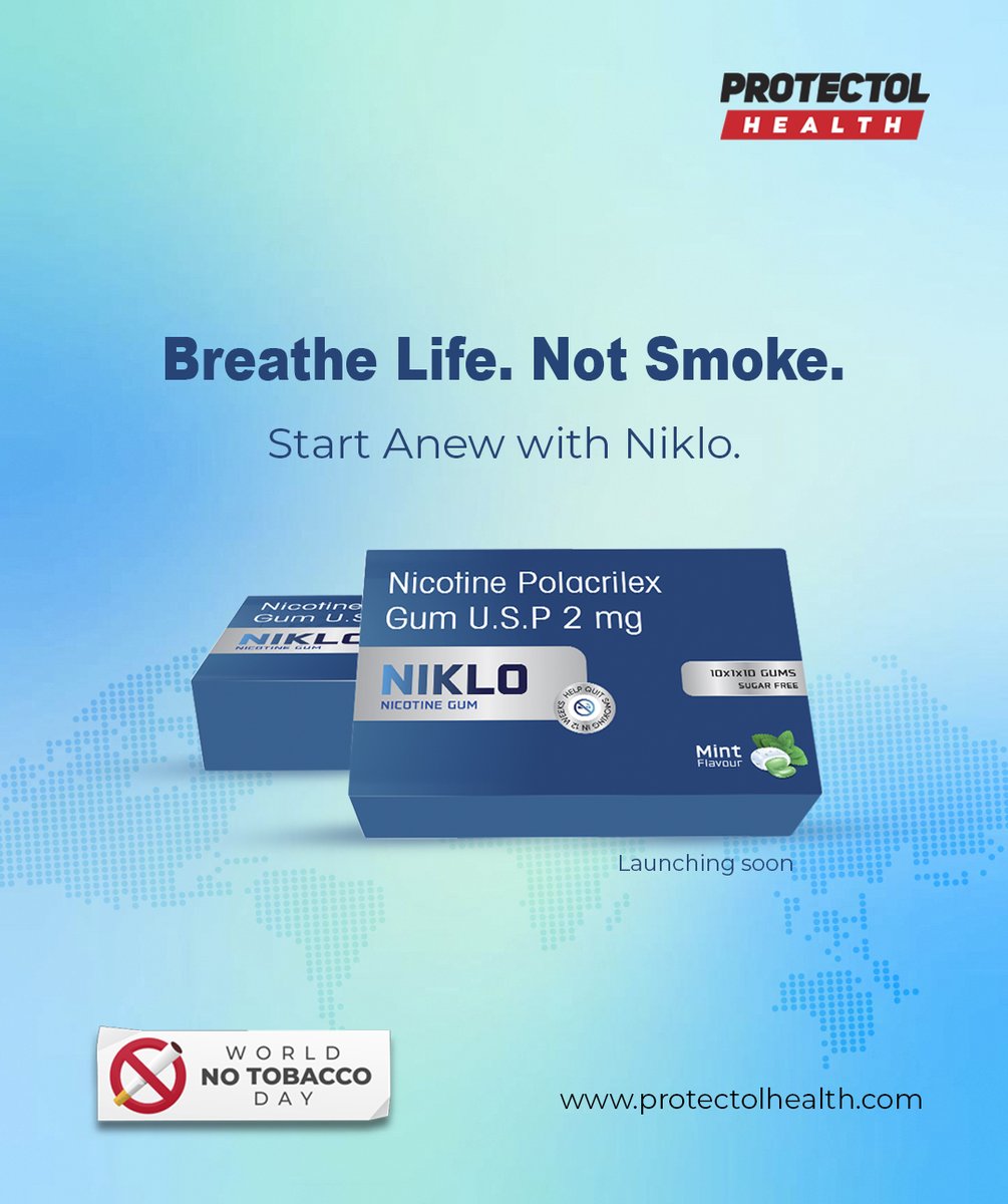 protectolhs's tweet photo. Breathe life. Not smoke. 💨💙
Start fresh this #NoTobaccoDay with Niklo — mint-flavored nicotine gum launching soon.
#lifematters #protectolhealth #QuitSmoking #Niklo https://t.co/4nmplCuPik