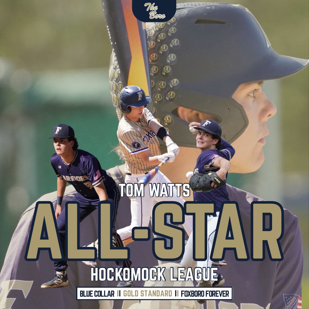 Hockomock League All-Star

Senior Captain
Tom Watts (<a href="/tomsulwatts25/">Tom Watts</a>)
First Base, Pitcher

.361 AVG .403 OBP 26 H 5 2B 8 RBI 14 R

3-2 W-L 20.2 IP 12 H 9 R 4 ER 20 K 1.36 ERA .167 BAA

#BlueCollar #GoldStandard #FoxboroForever