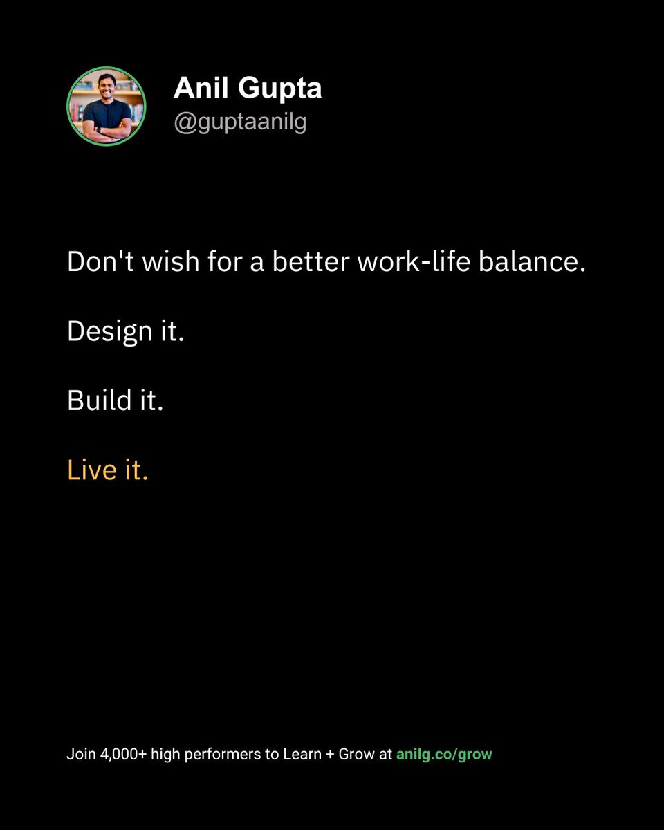 Don't wish for a better work-life balance. 

Design it.
Build it.
Live it.
