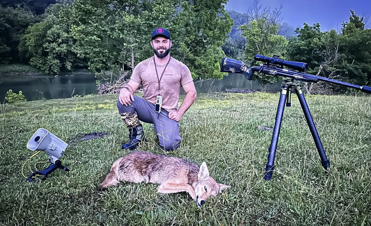 A hot tip lead to a successful stand in Tennessee for Chad Burke. Good luck to everyone coyote calling this weekend! #foxpro #coyotehunting #coyotecalling #weliveforthis