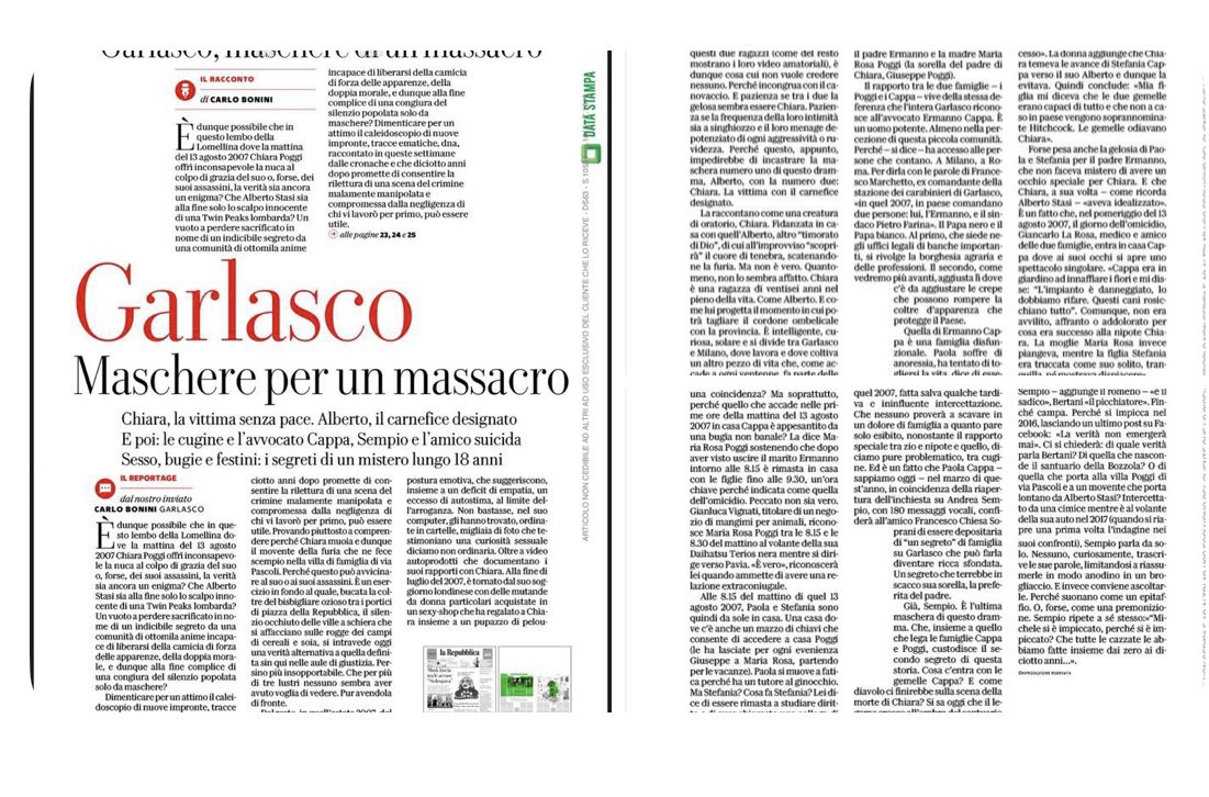 cleoliv24's tweet photo. Carlo Bonini di Repubblica finalmente fa luce sul delitto di Garlasco!Ci sono nomi e fatti! Il rapporto anche tra Sempio e le gemelle!Complimenti a questo giornalista!La verità è vicina🤷‍♂️  #quartogrado #sempio #garlasco #repubblica #stasi #chiarapoggi #poggi #mattino5  #derensis https://t.co/rsslvzoz7b
