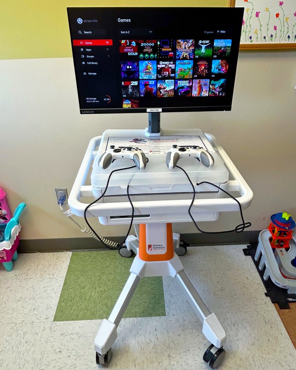 A new GO Kart is brightening the playroom at <a href="/StormontVail/">Stormont Vail Health</a> 🌞

Thanks to <a href="/DragonfellSMP/">Dragonfell SMP</a>, the creators and communities who made this possible through last year's Guild Rush event! 🧡🎮