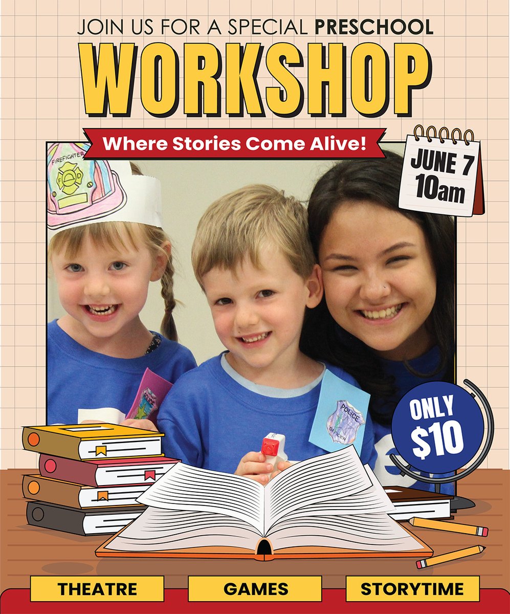 Preschool Parents! Join us in one week for Stories Come Alive! — a workshop where stories jump off the page through drama, movement, and imagination.
📅 Saturday, June 7 | 10:00–10:45 AM
📍 R.E.A.D. Booknook, Arlington
🎟️ Just $10 | Ages 3–5
📝 Register: educationaltheatrecompany.org/etc-beginnings