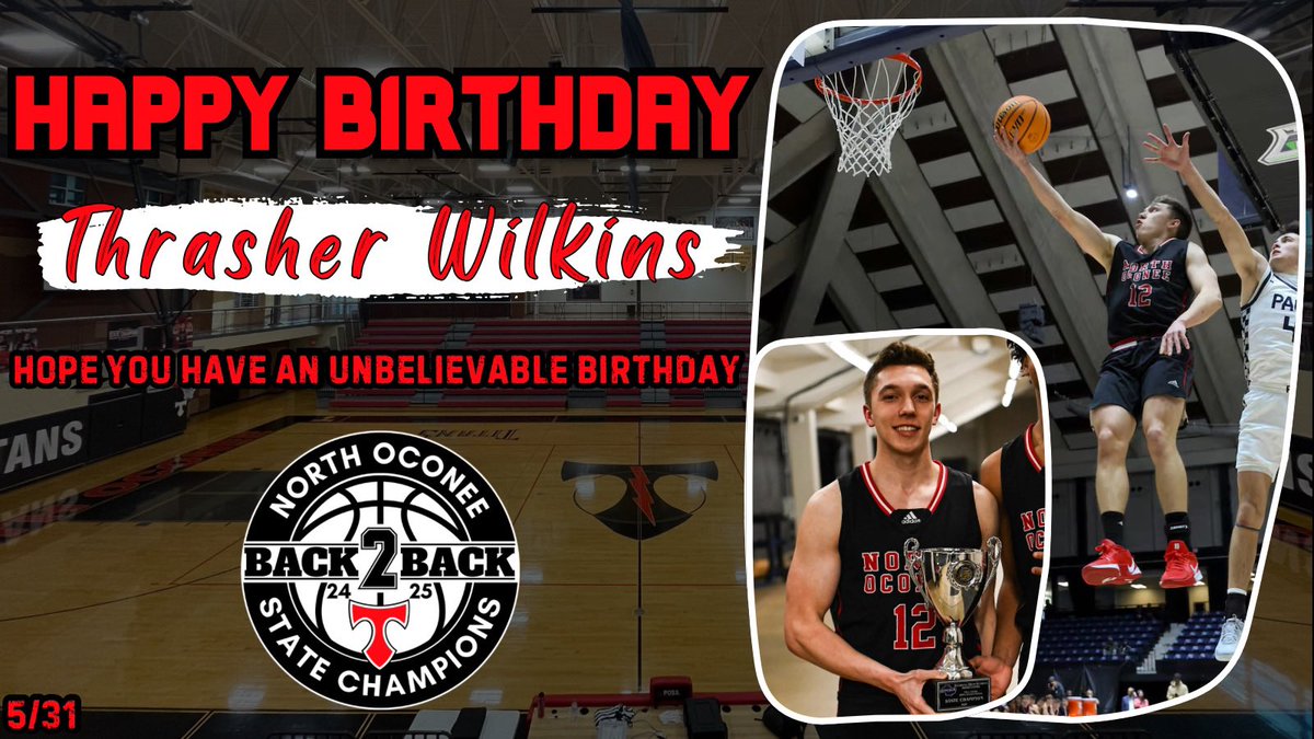 North Oconee Titans Basketball (@nohstitansbball) on Twitter photo Happy Birthday today to 2025 Titan grad and 2-time state champion <a href="/ThrasherWilkins/">Thrasher Wilkins</a>. We are so proud of you! Happy Birthday today to 2025 Titan grad and 2-time state champion <a href="/ThrasherWilkins/">Thrasher Wilkins</a>. We are so proud of you!
