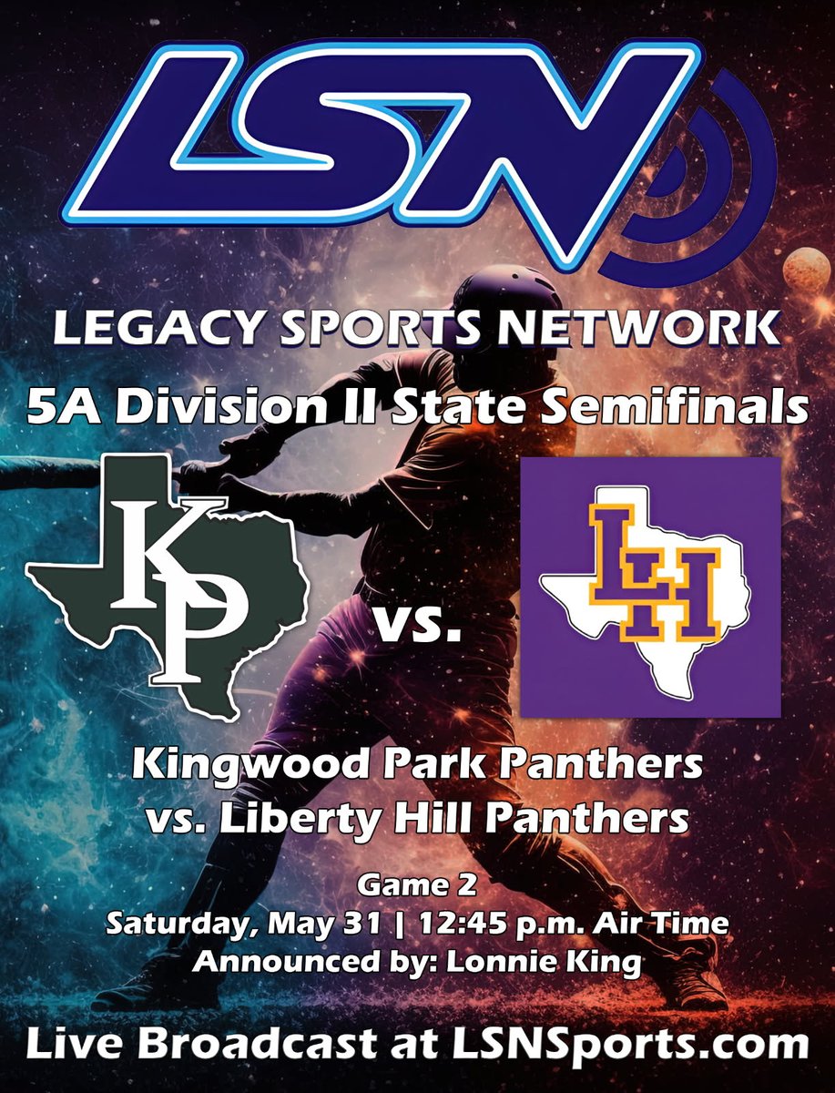 Legacy Sports Network (@legacysportsnet) on Twitter photo We've got Game 2 today for <a href="/KPARKBaseball1/">PARK Baseball ⚾️</a>. Listen LIVE to <a href="/bigdaddy3lk/">Lonnie King</a> as he brings you all the play-by-play on LSNSports.com. #TxHSBaseball We've got Game 2 today for <a href="/KPARKBaseball1/">PARK Baseball ⚾️</a>. Listen LIVE to <a href="/bigdaddy3lk/">Lonnie King</a> as he brings you all the play-by-play on LSNSports.com. #TxHSBaseball