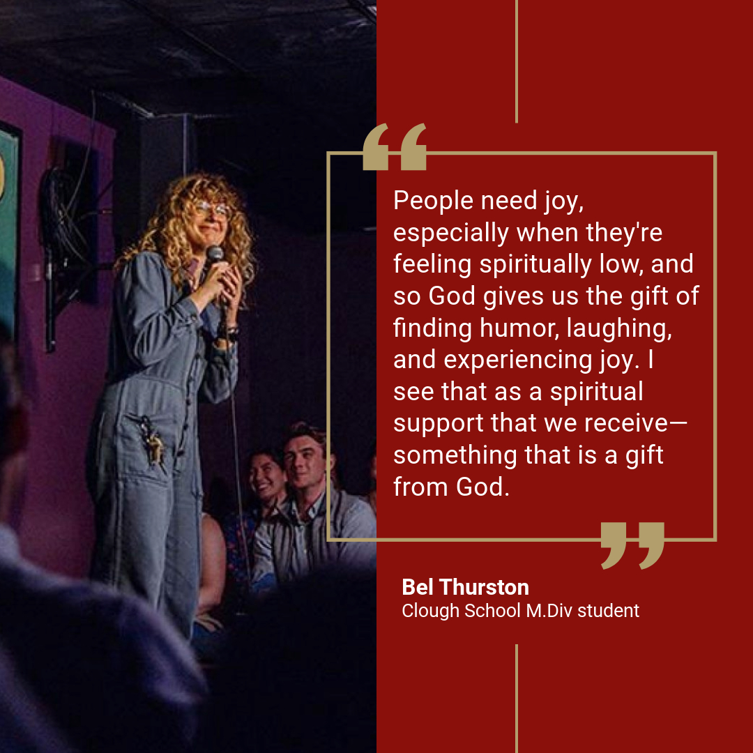 A workshop by comedy club owner and @BCSTM student Bel Thurston explores the power of levity to connect and heal. on.bc.edu/JokingAround