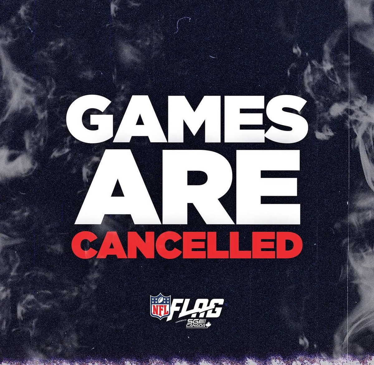 All Regina Youth Flag Football games on Saturday have been cancelled due to the air quality. 

<a href="/RYFFL/">Regina Youth Flag Football</a> 

🚫🏈 💨 😔