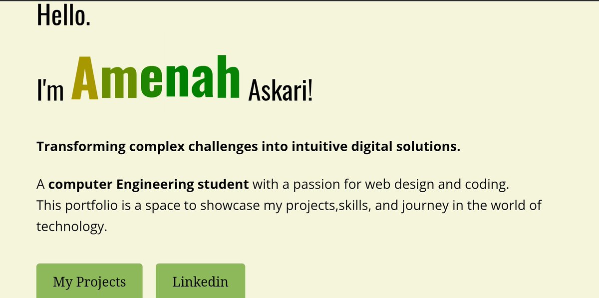 askariamn19's tweet photo. https://t.co/KS5Aou6vbw
This project helped me practice and improve my HTML and CSS skills. I learned how to make a website that looks good on different devices, how to choose colors and layouts, and how to stay creative while working with simple tools.
@E_Ehrari 
@CodeToInspire https://t.co/Nf8P6Lse5N