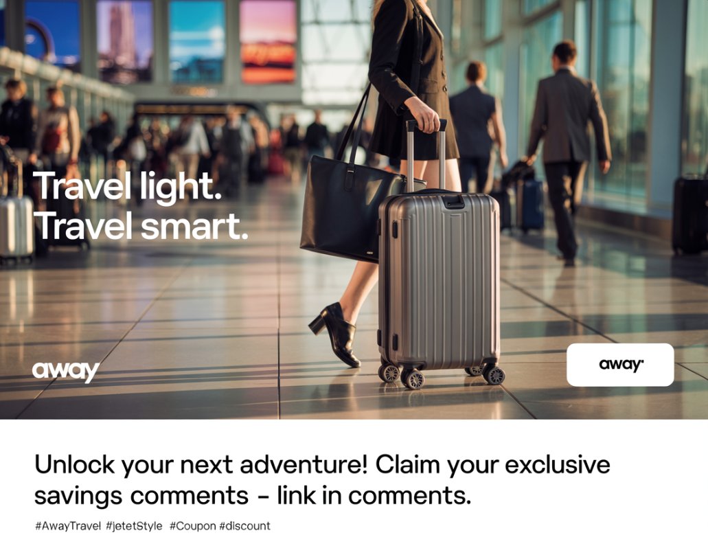 Couponontop's tweet image. 🛄 Travel in style with Away! Sleek, smart luggage + an exclusive coupon for your next journey. Pack up, jet set! 
✈️ Click the link in the comments to save! 
#AwayTravel #JetSetStyle #Coupon #Discount