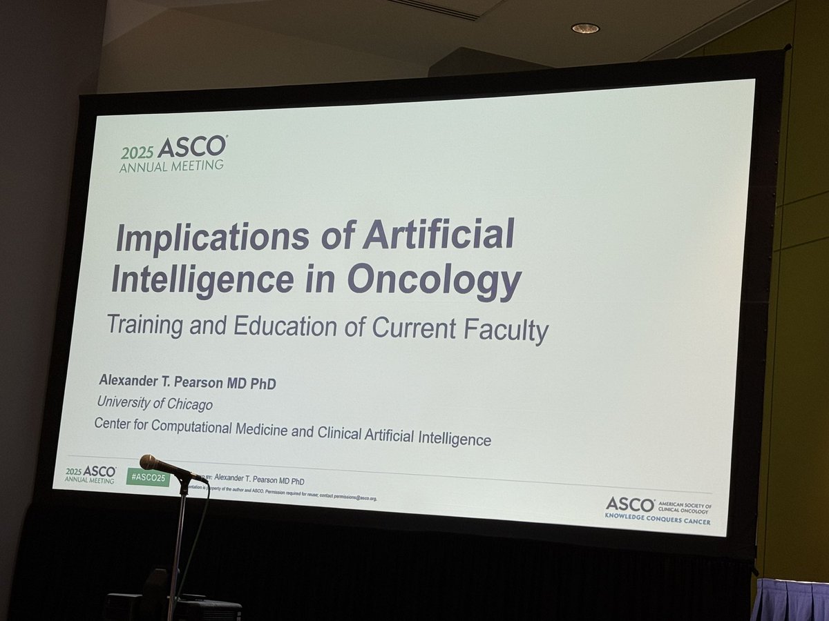 UChicagoCancerCenter (@uccancercenter) on Twitter photo From ambient dictation tools to FDA-approved diagnostics, #AI is transforming oncology!
At #ASCO25, Alexander Pearson, MD, PhD presents how AI is reshaping clinical cancer care—from research to bedside. <a href="/UChicagoMed/">UChicago Medicine</a> <a href="/UChicagoHemOnc/">University of Chicago Hematology/Oncology</a> <a href="/lab_pearson/">Pearson Lab</a> From ambient dictation tools to FDA-approved diagnostics, #AI is transforming oncology!
At #ASCO25, Alexander Pearson, MD, PhD presents how AI is reshaping clinical cancer care—from research to bedside. <a href="/UChicagoMed/">UChicago Medicine</a> <a href="/UChicagoHemOnc/">University of Chicago Hematology/Oncology</a> <a href="/lab_pearson/">Pearson Lab</a>