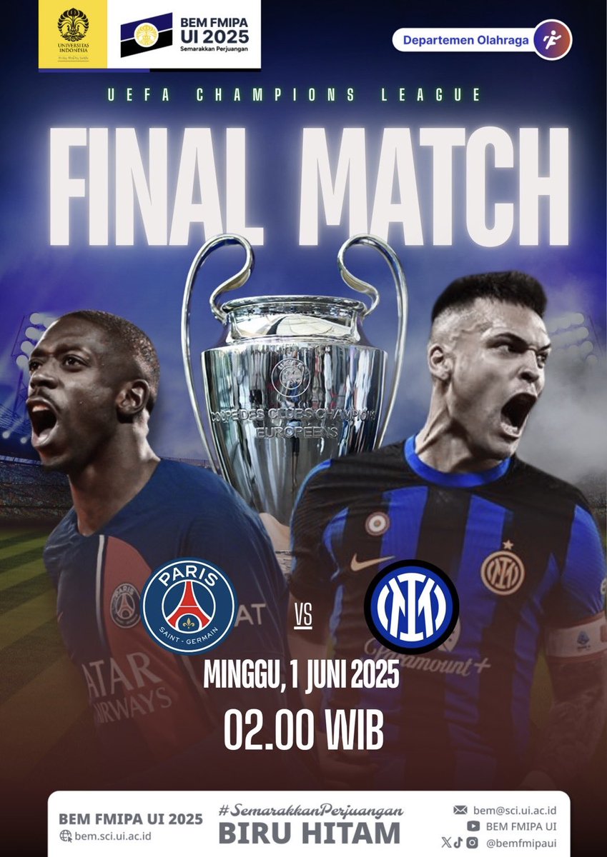 🔥FINAL UCL MALAM INI: PSG VS INTER 🔥

urusan UAS bisa nanti, malam ini final UCL dulu enggak sih 😎