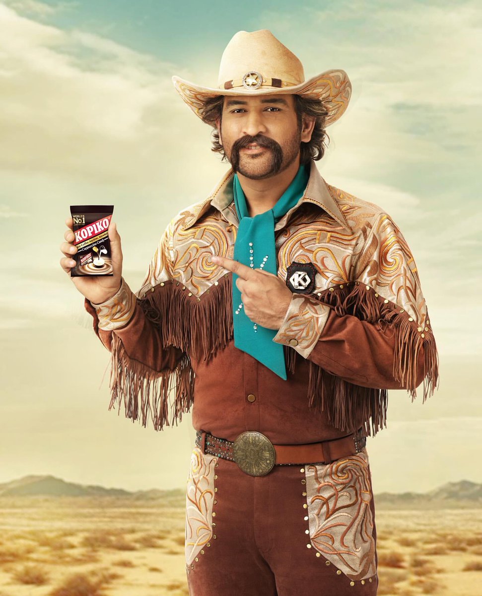 MS Dhoni’s look for Kopiko advertisement
