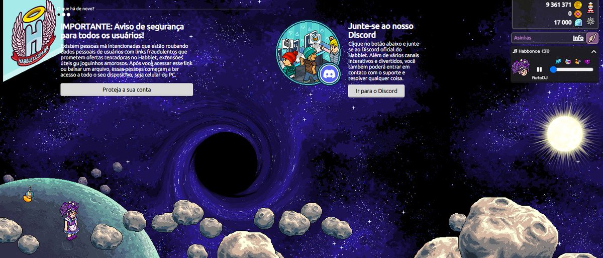 🟣| NOVA CLIENT

Uma nova era começou no <a href="/MeuHabblet/">Habblet</a>. A client foi totalmente renovada e agora mergulha os usuários em um visual espacial, misterioso e cheio de estilo. Ainda não sabemos tudo o que vem por aí, mas uma coisa é certa: grandes novidades estão a caminho.