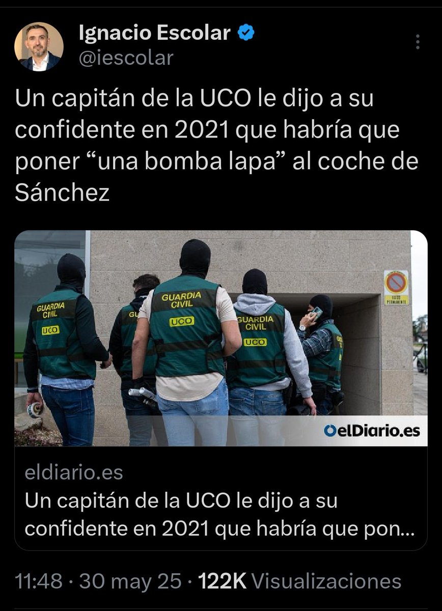Parece que <a href="/iescolar/">Ignacio Escolar</a> ha borrado el tuit sabiendo que era un bulo, una vez más se demuestra que él y <a href="/eldiarioes/">elDiario.es</a> son fango mediático del <a href="/PSOE/">PSOE</a>